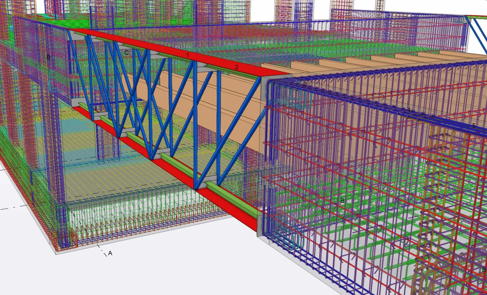 Model 3D armare — pasarelă metalică