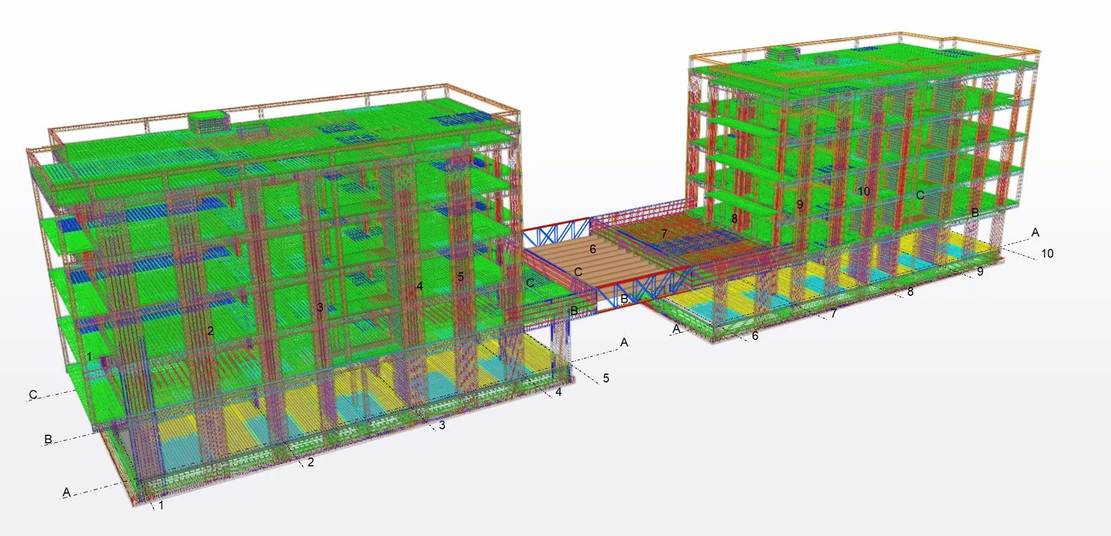 Model 3D armare — detaliu pasarelă
