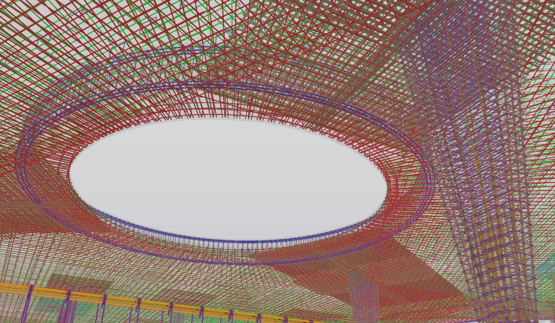 Model 3D armare — detaliu gol circular