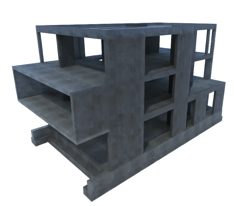 Model structural 3D — vedere din unghi opus